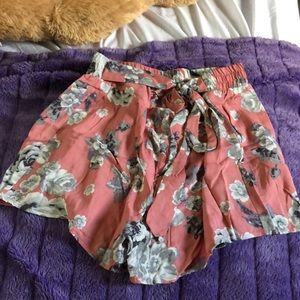 light pink floral shorts
